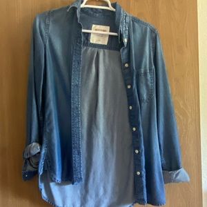 Women’s dark denim button up